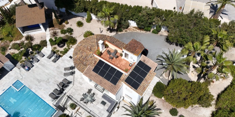 Spanish villa with solar panels and pool